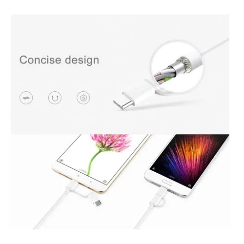 Cablu USB Xiaomi 2 în 1 (Micro USB/Type C) 100cm